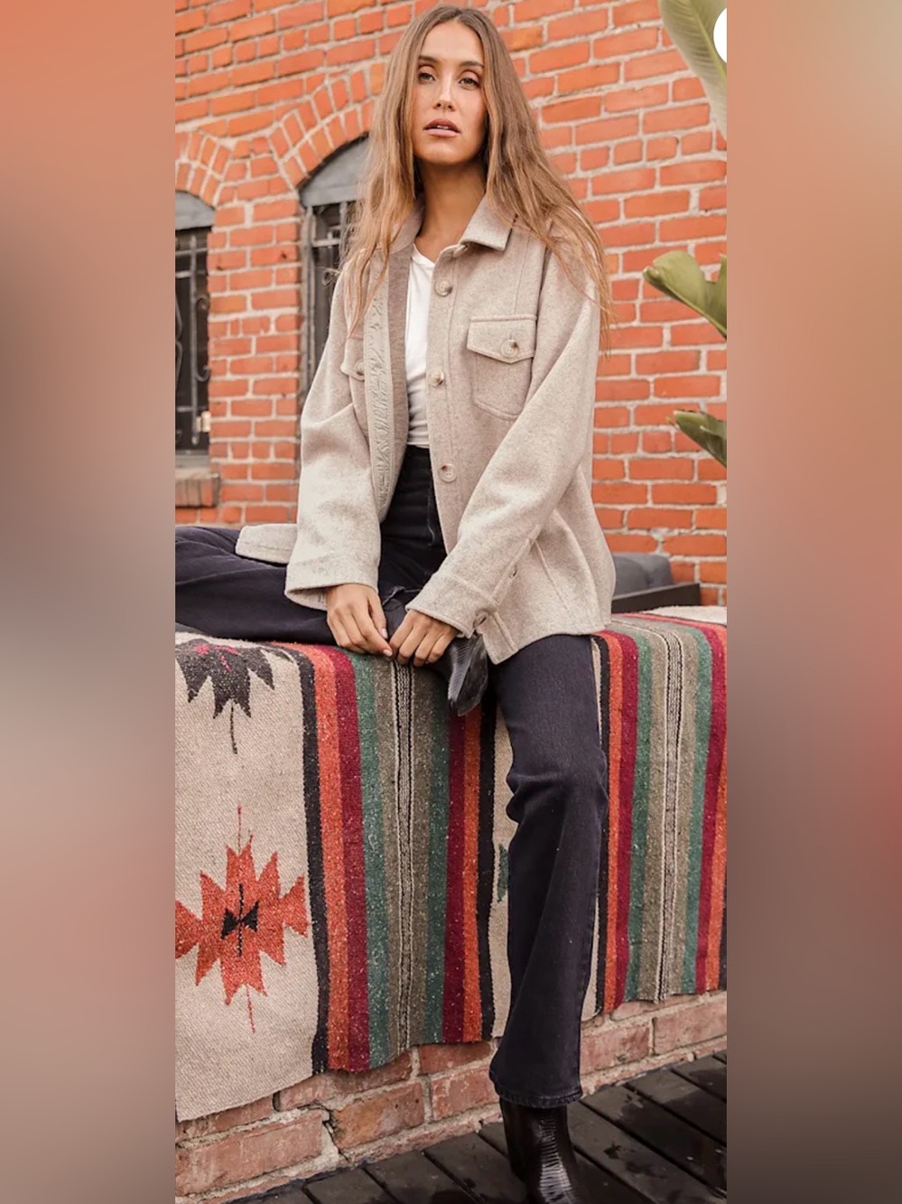 Lulus In With The New Beige Shaket , size Medium - Picture 2 of 11